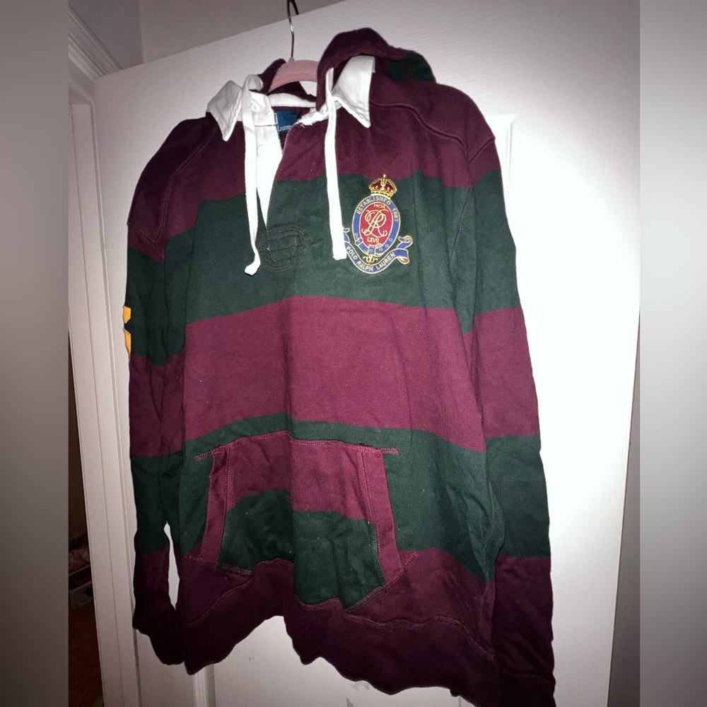 Men’s polo by Ralph Lauren strip hoodie size xl